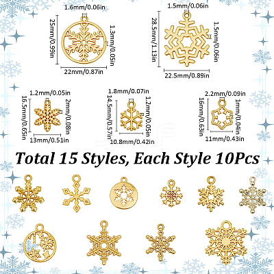 150Pcs 15 Styles Alloy Pendants FIND-SC0012-03-1