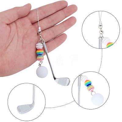 2Pcs 2 Styles Golf Plastic & Alloy Pendant Decorations HJEW-BM0001-40-1
