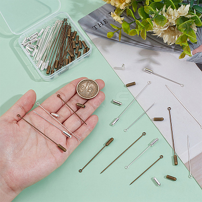 48 Sets 4 Styles Brass Stick Lapel Pins FIND-PH0024-76-1