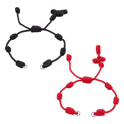 2Pcs 2 Colors Adjustable Braided Nylon Cords Bracelet Making AJEW-TA0001-51-1