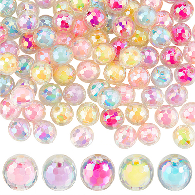 125Pcs 5 Colors Transparent Acrylic Beads TACR-PA0001-25-1