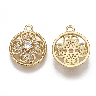 Brass Micro Pave Cubic Zirconia Pendants KK-S354-090-NF-1
