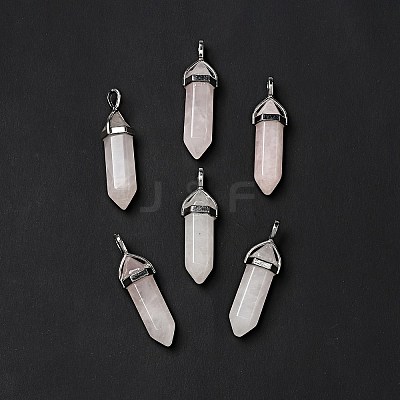 Natural Rose Quartz Double Terminated Pointed Pendants X-G-D415-12-1