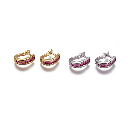 Brass Micro Pave Cubic Zirconia Hoop Earrings EJEW-F224-01-1