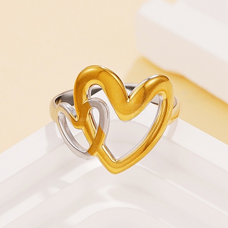 304 Stainless Steel Cuff Open Rings for Women SA-CBABC9E-05B-GP-1