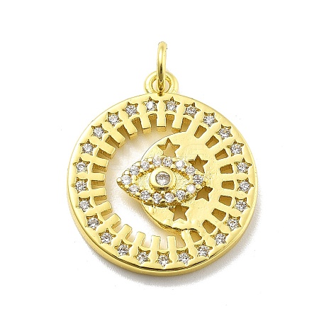 Rack Plating Brass Micro Pave Cubic Zirconia Pendants KK-D359-25G-1