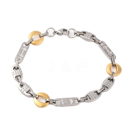 304 Stainless Steel Arrow Oval Link Chain Bracelets BJEW-B078-119GP-1