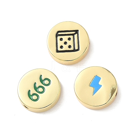 Brass Enamel Beads KK-L239-064G-1