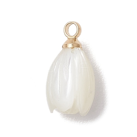 Natural Trochus Shell Tulip Flower Charms PALLOY-JF04860-1