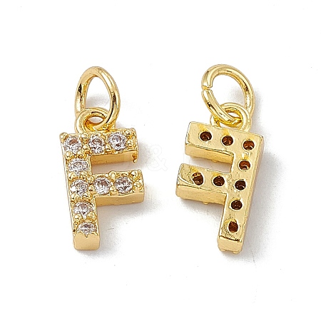 Real 18K Gold Plated Brass Micro Pave Clear Cubic Zirconia Charms KK-E068-VB452-F-1