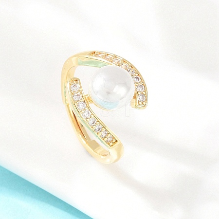 Brass Micro Pave Cubic Zirconia Finger Rings for Women RJEW-D340-02G-03-1