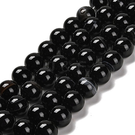 Natural Black Agate Beads Strands G-NH0020-B01-01-1