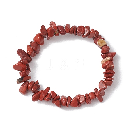 Natural Red Jasper Chip Beads Stretch Bracelets for Women BJEW-JB10688-03-1