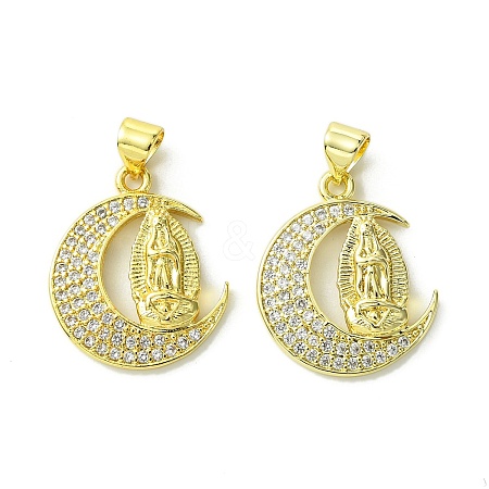 Brass Micro Pave Clear Cubic Zirconia Pendants KK-H472-40G-1