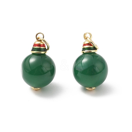 Natural Green Onyx Agate(Dyed & Heated) Round Pendants KK-L237-019G-1