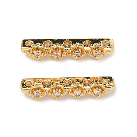 Brass Micro Pave Clear Cubic Zirconia Spacer Bars KK-Z139-11G-02-1