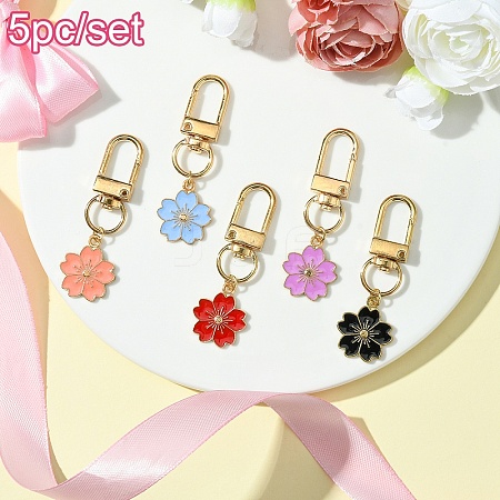 Alloy Enamel Sakura Pendant Decorations HJEW-YW00019-02-1