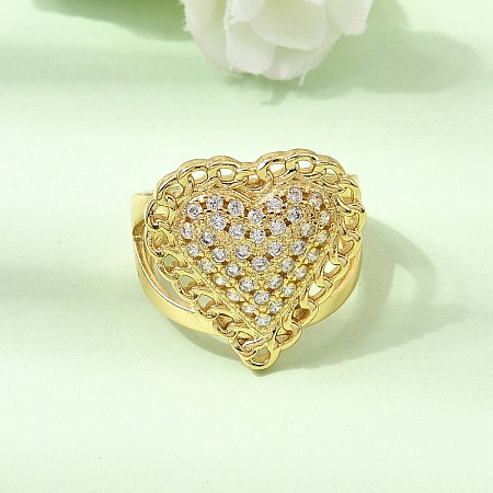 Brass Micro Pave Cubic Zirconia Cuff Open Rings for Women RJEW-F216-01A-G-1
