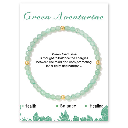 Natural Green Aventurine Beaded Stretch Bracelets for Women Men WA9993-6-1