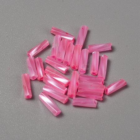 Opaque Colours Glass Twist Bugle Beads GLAA-WH0039-08E-1