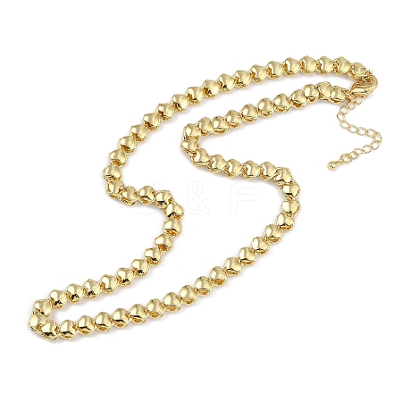 Rack Plating Brass Heart Link Chain Necklaces for Women NJEW-K382-14B-G-1