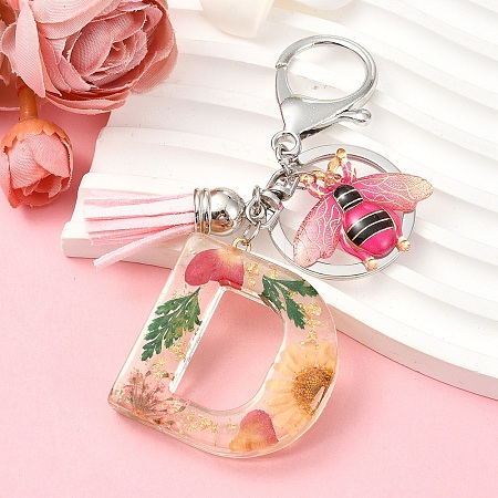 Resin & Acrylic & Faux Suede Tassel Keychain KEYC-YW00125-04-1