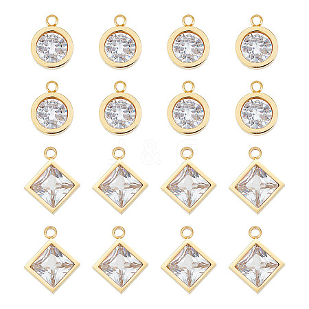 Unicraftale 16Pcs 4 Style 304 Stainless Steel Rhinestone Charms STAS-UN0055-94-1