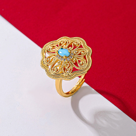 Geometric Brass Micro Pave Cubic Zirconia Finger Rings for Women GH1059-4-1