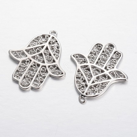 Palm Brass Pendants KK-F371-59P-1