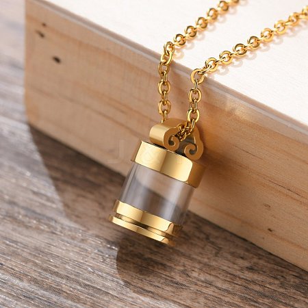 Openable Stainless Steel Memorial Urn Ashes Pendants BOTT-PW0002-003A-G-1