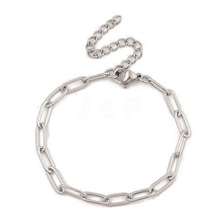 304 Stainless Steel Paperclip Chain Bracelets for Women BJEW-C046-02P-1