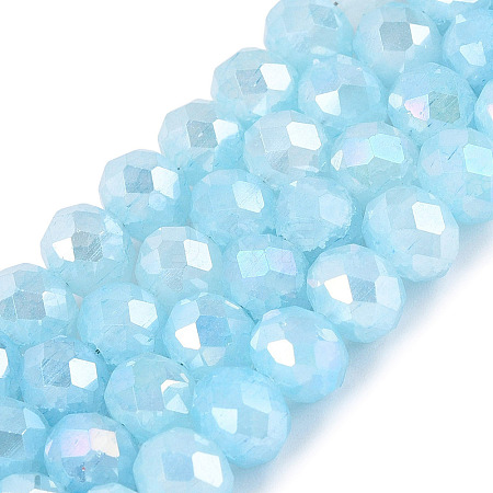 Electroplate Crackle Imitation Jade Glass Beads Strands LS-EGLA-Q131-02C-02-1