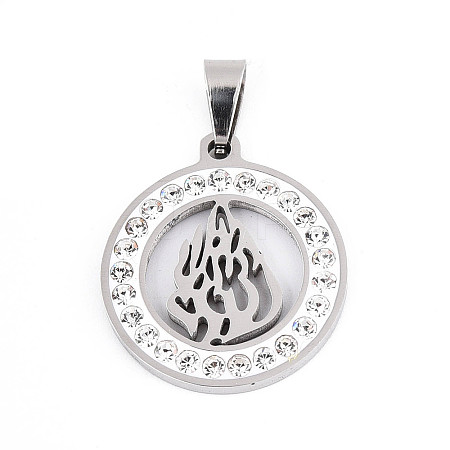 201 Stainless Steel Rhinestone Enamel Pendants STAS-T073-57P-1