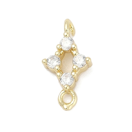Brass Micro Pave Clear Cubic Zirconia Connector Charms LS-KK-Z094-08G-02-1