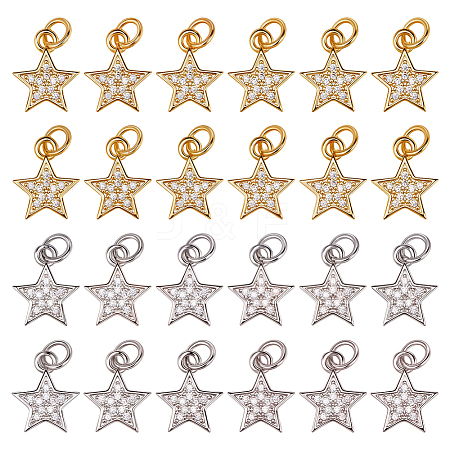 20Pcs Brass Micro Pave Cubic Zirconia Pendants KK-SC0007-24-1
