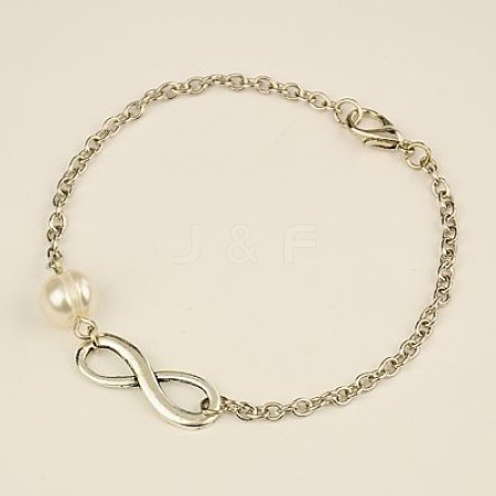 Fashion Tibetan Style Infinity Link Bracelets BJEW-JB01041-01-1