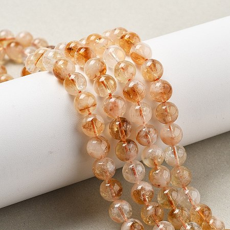 Heated Natural Citrine Beads Strands G-A262-A01-8mm-1
