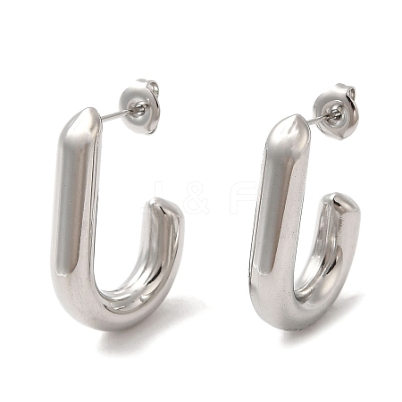 Non-Tarnish 304 Stainless Steel Oval Stud Earrings EJEW-Z022-26P-1