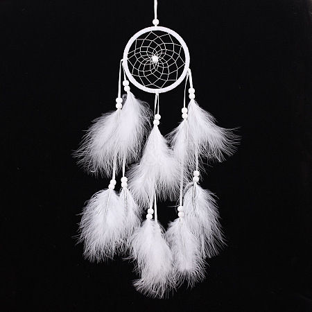 Polyester Woven Web/Net with Feather Wind Chime Pendant Decorations PW22111460759-1