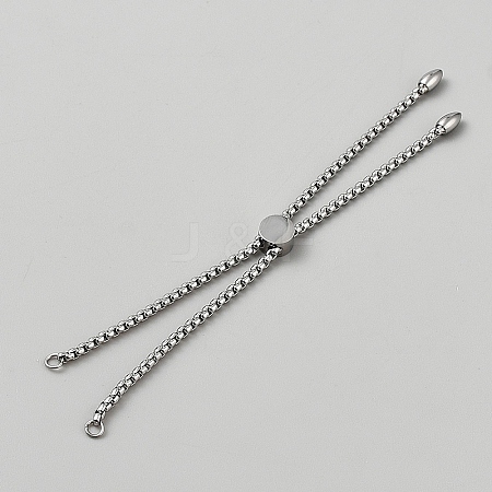 Stainless Steel Box Chain Slider Bracelet Makings BJEW-WH0012-86P-1