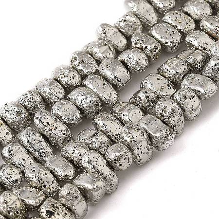 Electroplated Natural Lava Rock Beads Strands G-L606-D02-01C-1