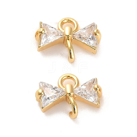 Brass Cubic Zirconia Connector Charms KK-D300-10G-1