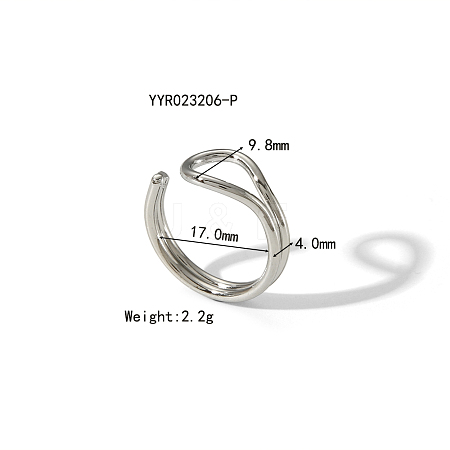 Stylish Stainless Steel Cuff Ring for Women's Summer Accessories WU8942-6-1