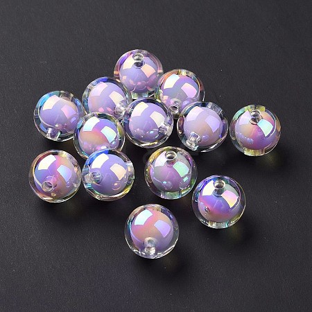 UV Plating Rainbow Iridescent Acrylic Beads OACR-P014-05B-1