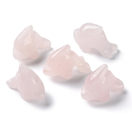 Natural Rose Quartz Carved Healing Dolphin Figurines G-B062-01E-1