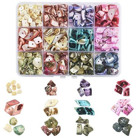 165G 12 Styles Dyed Natural Freshwater Shell Chips Beads SHEL-FS0001-20-1