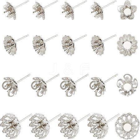 30Pcs 3 Style 304 Stainless Steel Stud Earring Findings STAS-UN0031-93-1