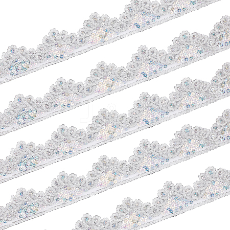 10 Yards Sparkle Polyamide Wavy Flower Lace Trim OCOR-WH20022-023B-1