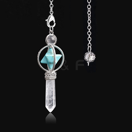 Synthetic Turquoise Merkaba Star Dowsing Pendulum PW-WG0B402-10-1