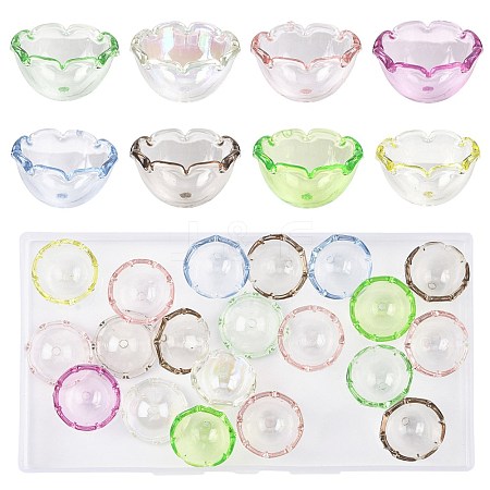 20Pcs UV Plating Acrylic Bead Caps OACR-FS0002-44-1